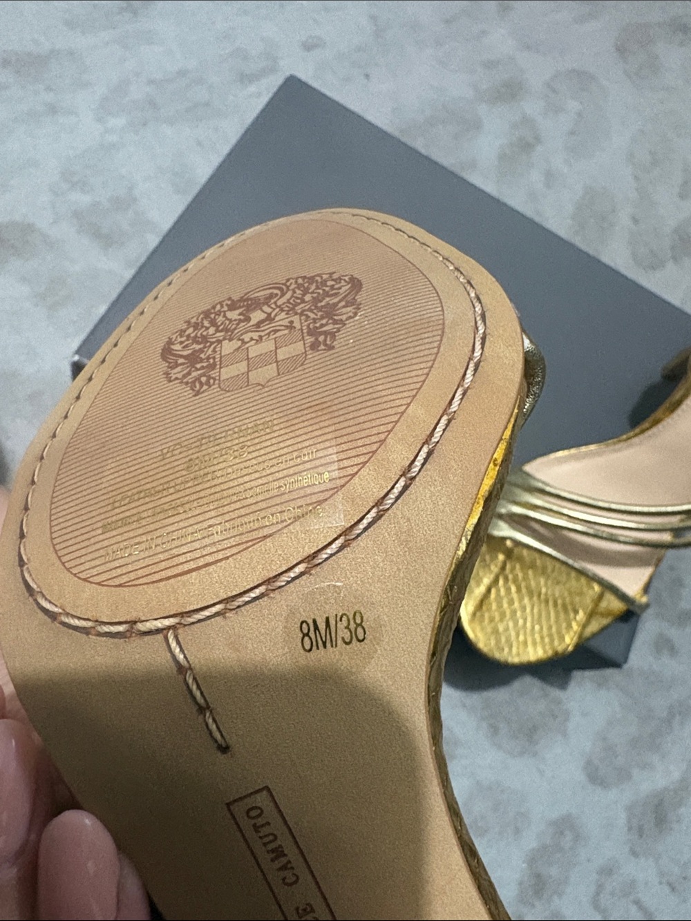 Vince Camuto Metallic Gold Strappy Slingback Heels - Picture 4 of 5